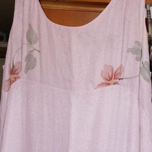 Long sleeveless pink and white floral dress